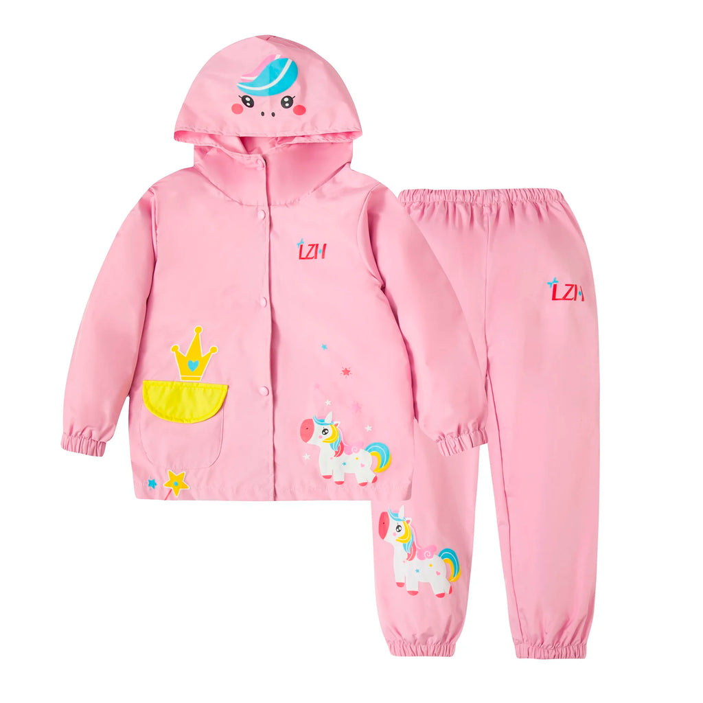 Toddler Girls Clothing New Raincoat+Pants Suits Boys Cartoon Spring Autumn Long Sleeve Tracksuits Waterproof Costume 2 4 6 Years