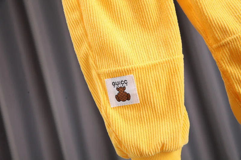 Toddler Baby Boys girl Clothes Set spring autumn corduroy Cartoon Clothing Sets Boys Hoodies Jacket And Pants Kids Suit 0-5Y