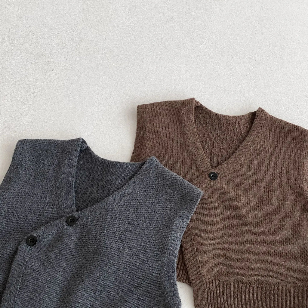 1-6Y Kids Clothing Set Knit Vest And Wide Leg Pants 2 Pcs Boys Clothing Set Brief Style Girls Sweater Suit