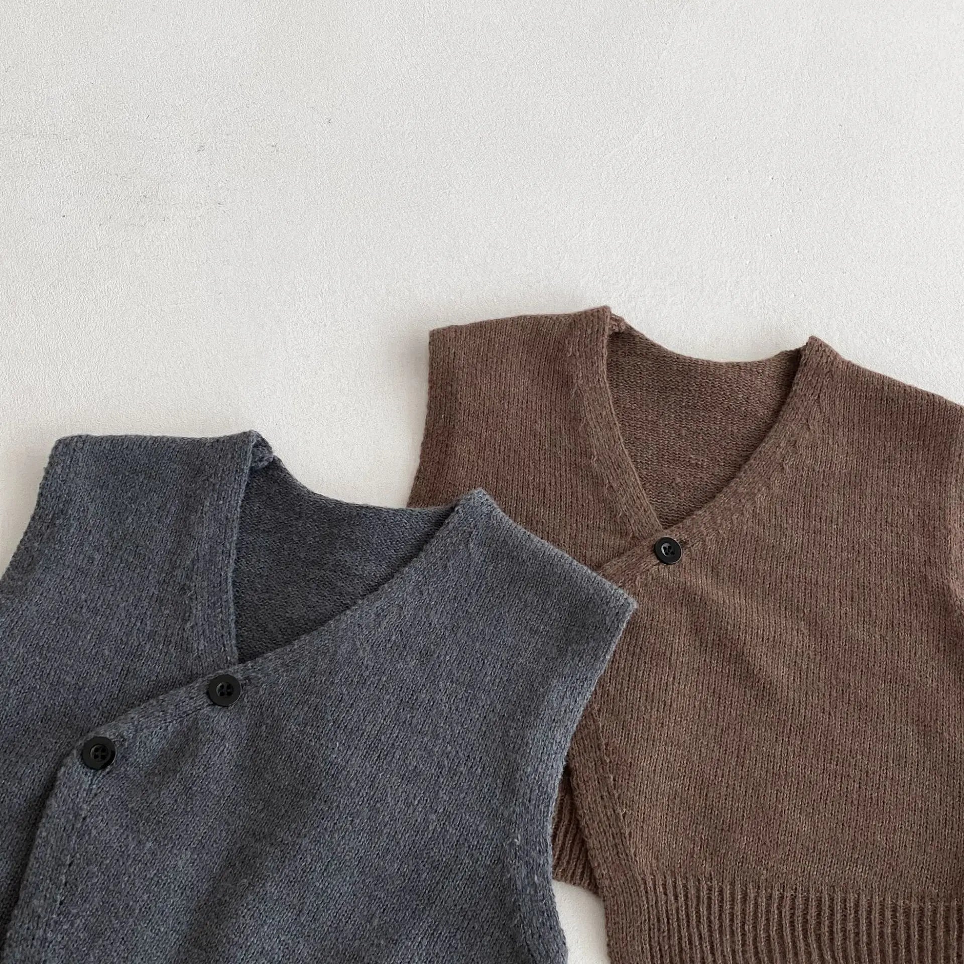 1-6Y Kids Clothing Set Knit Vest And Wide Leg Pants 2 Pcs Boys Clothing Set Brief Style Girls Sweater Suit