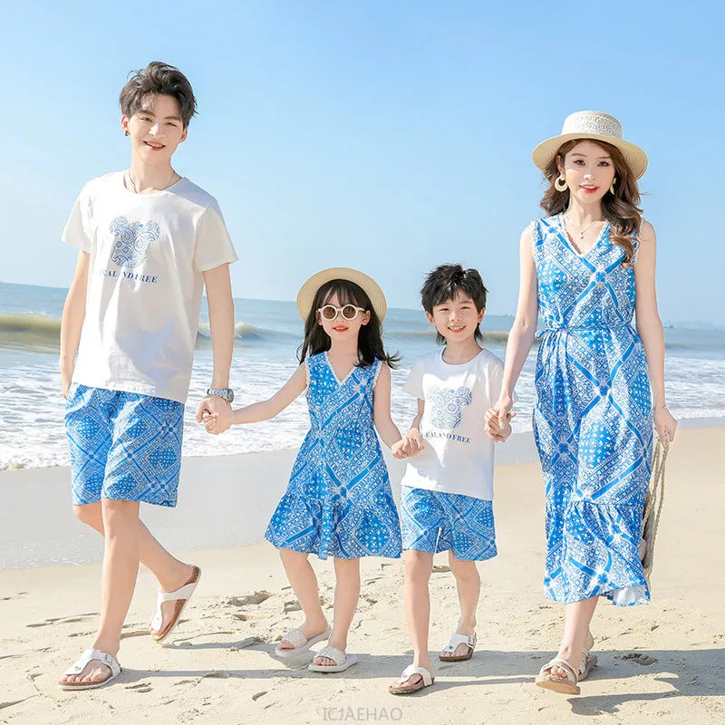 Teen Girl Clothes Family Matching Outfits Children Mother-child Costume Vestido Father and Daughter Son Clothing Kids Parent