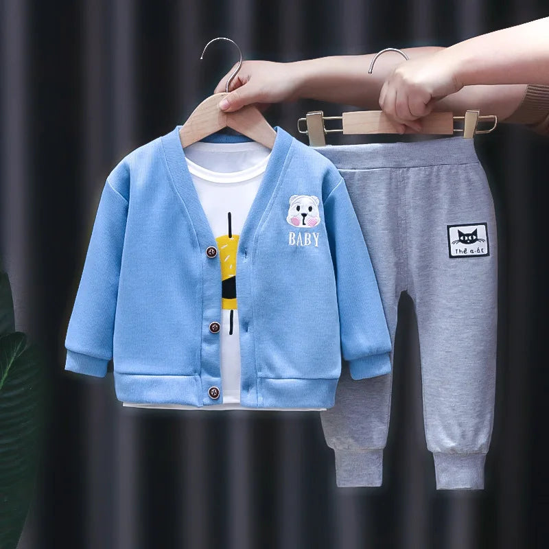 Toddler Baby Boys girl Clothes Set spring autumn corduroy Cartoon Clothing Sets Boys Hoodies Jacket And Pants Kids Suit 0-5Y