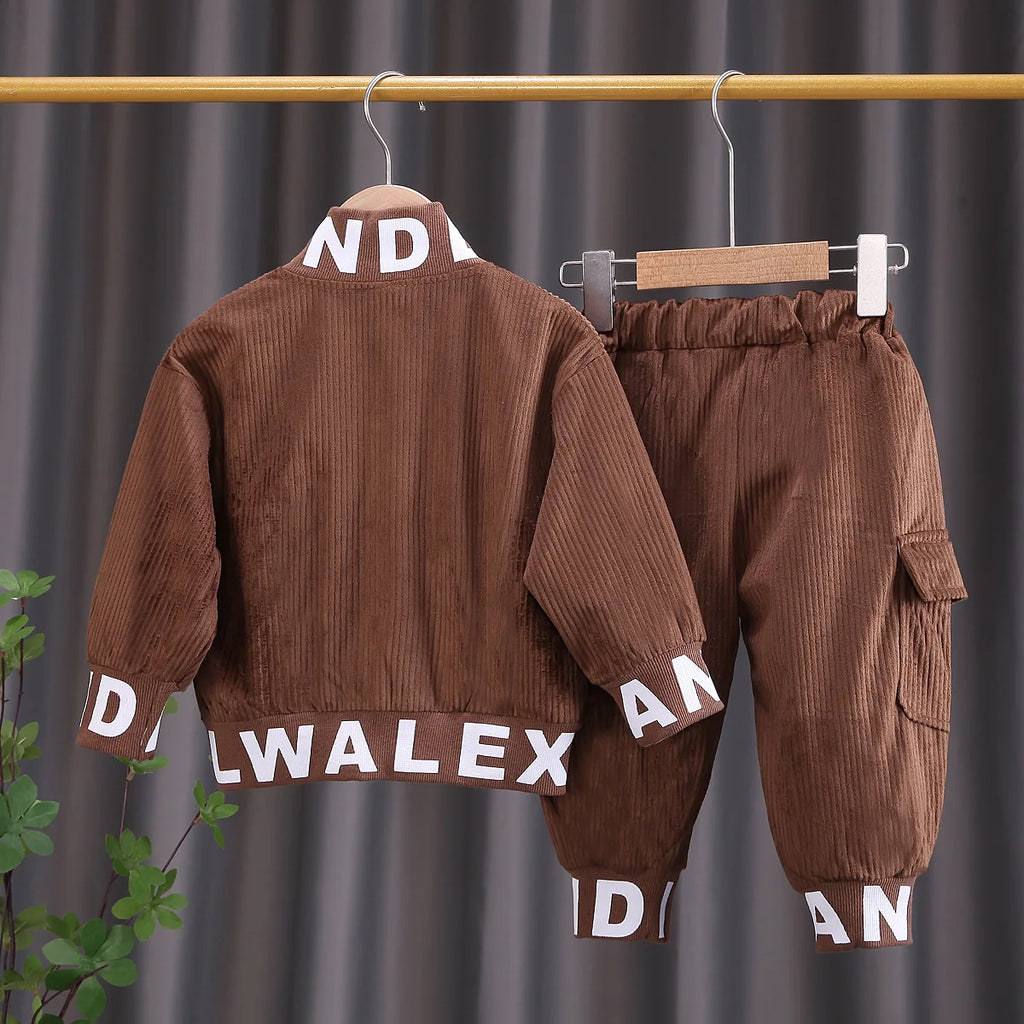 Toddler Baby Boys girl Clothes Set spring autumn corduroy Cartoon Clothing Sets Boys Hoodies Jacket And Pants Kids Suit 0-5Y