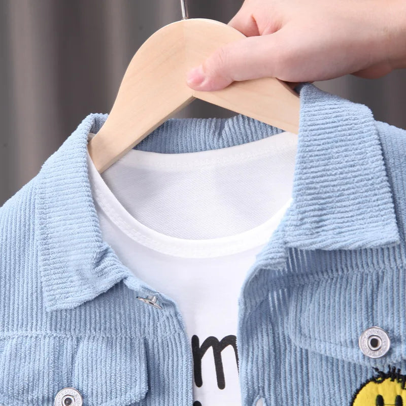 Toddler Baby Boys girl Clothes Set spring autumn corduroy Cartoon Clothing Sets Boys Hoodies Jacket And Pants Kids Suit 0-5Y
