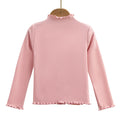 Children Clothing New Girls Base Shirt For Autumn and Winter Children Trendy Black Fungus Edge Solid Color Long Sleeved T-shirt