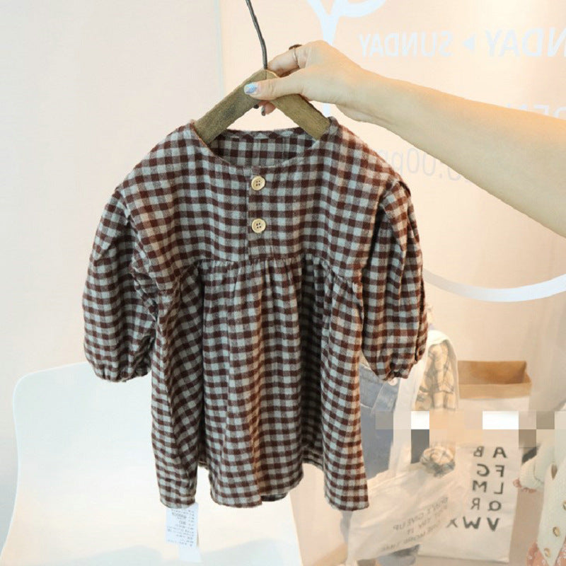 Children Clothing Girls Plaid Lady Long Sleeved Dress Princess 2023 Spring and Summer New Fashionable Casual Simple Dress