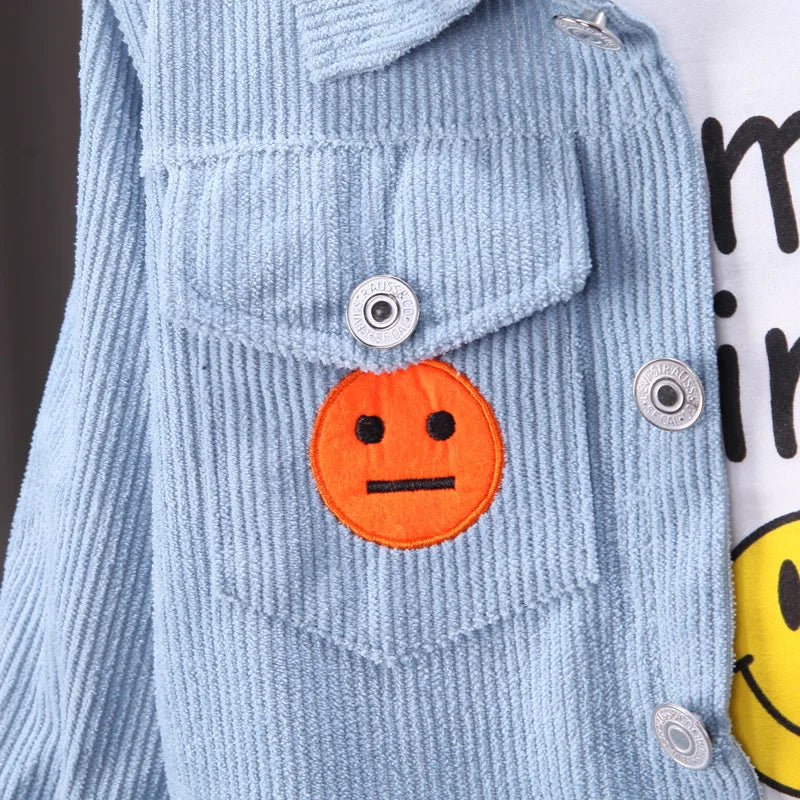 Toddler Baby Boys girl Clothes Set spring autumn corduroy Cartoon Clothing Sets Boys Hoodies Jacket And Pants Kids Suit 0-5Y