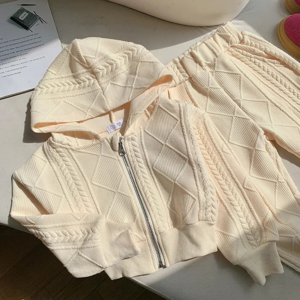 Children's Clothing Sets Long Sleeved Hooded Top + Flared Pants 2pcs Girl Clothes Kids Boutique Clothes 2 To 8 Years