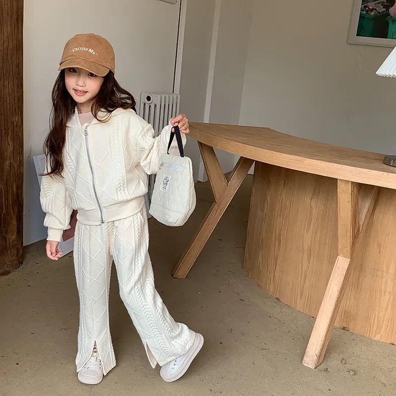 Children's Clothing Sets Long Sleeved Hooded Top + Flared Pants 2pcs Girl Clothes Kids Boutique Clothes 2 To 8 Years