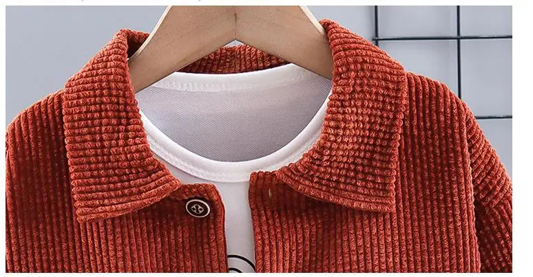 Toddler Baby Boys girl Clothes Set spring autumn corduroy Cartoon Clothing Sets Boys Hoodies Jacket And Pants Kids Suit 0-5Y