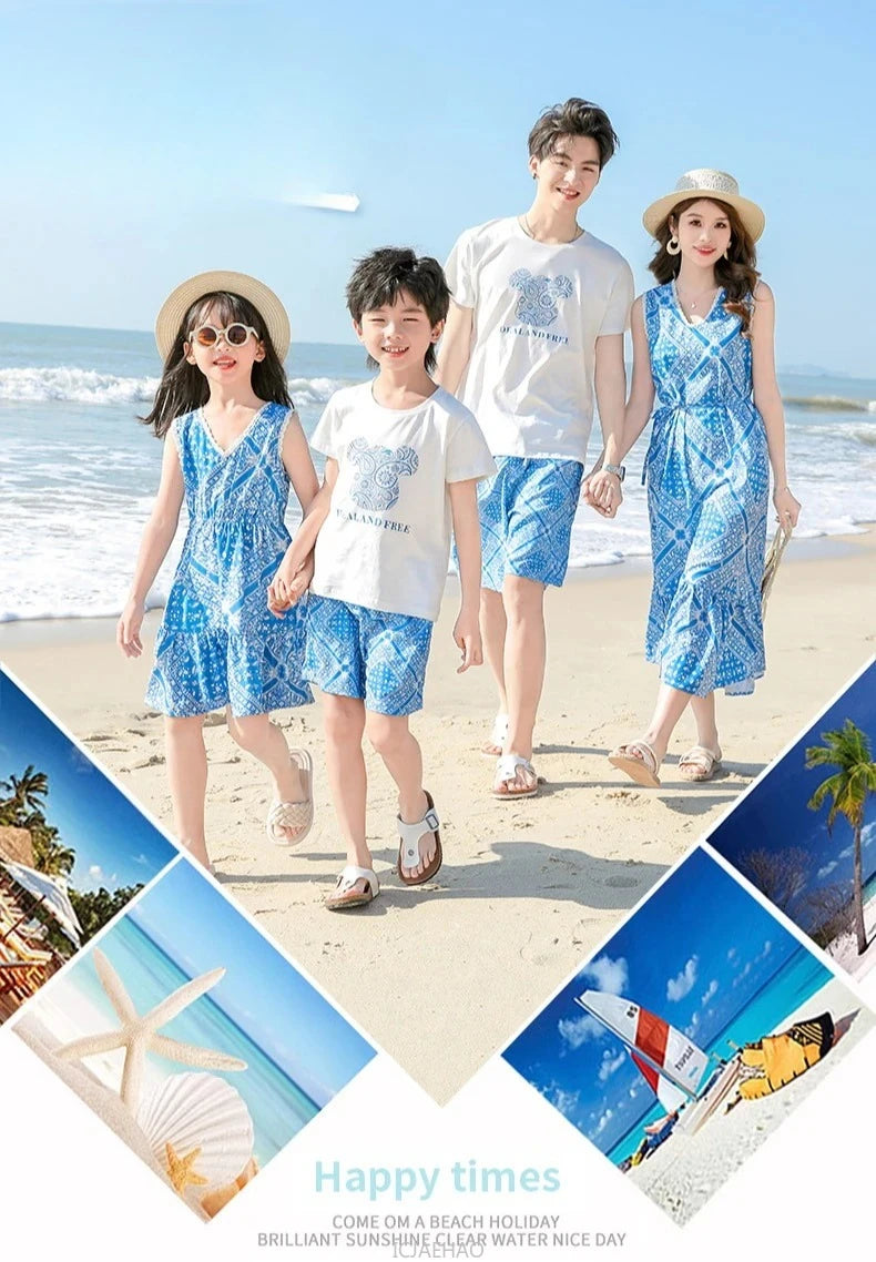 Teen Girl Clothes Family Matching Outfits Children Mother-child Costume Vestido Father and Daughter Son Clothing Kids Parent