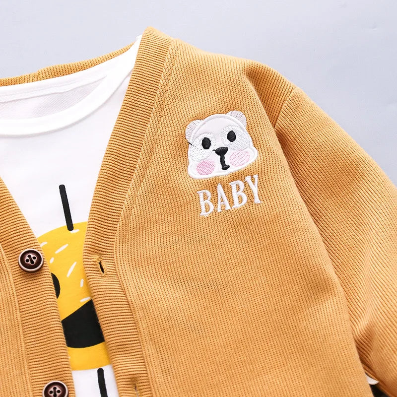 Toddler Baby Boys girl Clothes Set spring autumn corduroy Cartoon Clothing Sets Boys Hoodies Jacket And Pants Kids Suit 0-5Y