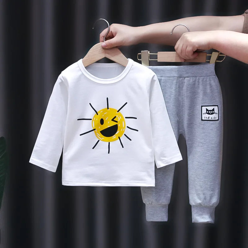 Toddler Baby Boys girl Clothes Set spring autumn corduroy Cartoon Clothing Sets Boys Hoodies Jacket And Pants Kids Suit 0-5Y