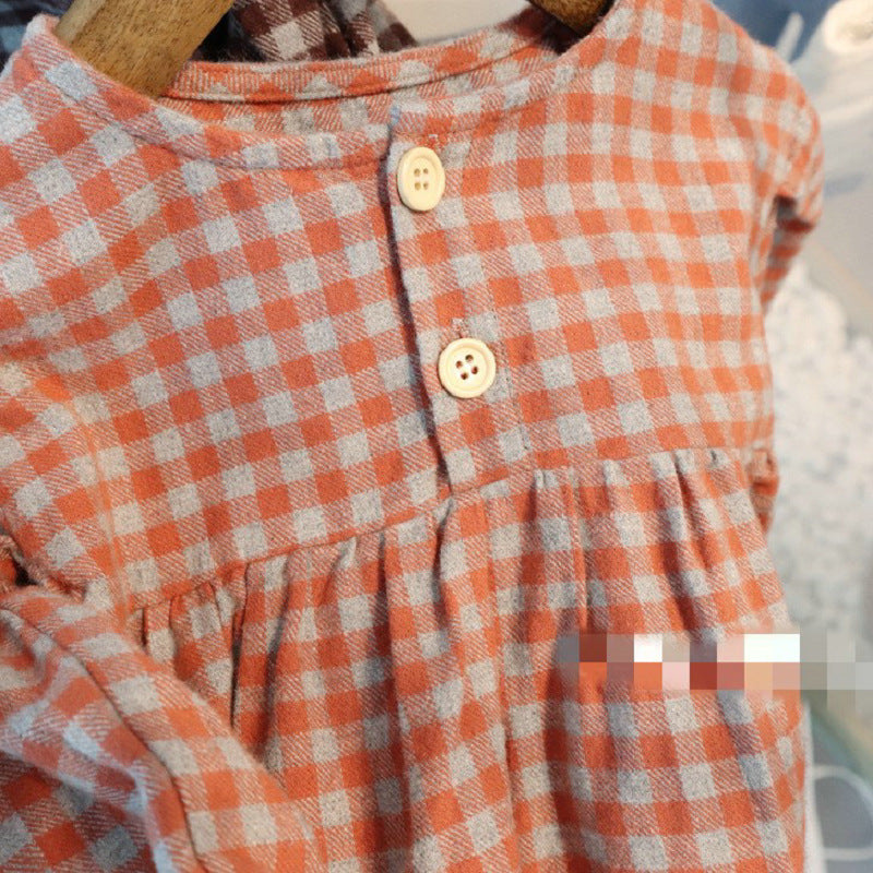 Children Clothing Girls Plaid Lady Long Sleeved Dress Princess 2023 Spring and Summer New Fashionable Casual Simple Dress