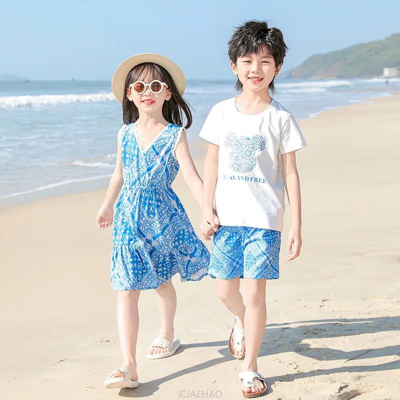 Teen Girl Clothes Family Matching Outfits Children Mother-child Costume Vestido Father and Daughter Son Clothing Kids Parent