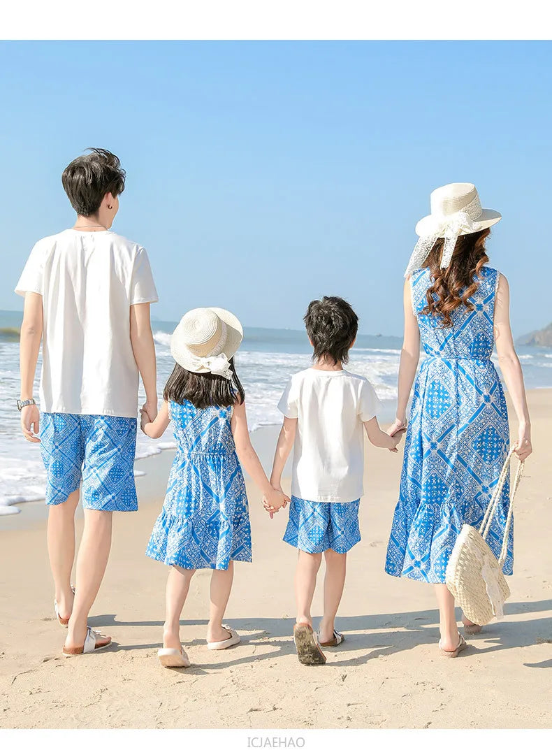 Teen Girl Clothes Family Matching Outfits Children Mother-child Costume Vestido Father and Daughter Son Clothing Kids Parent