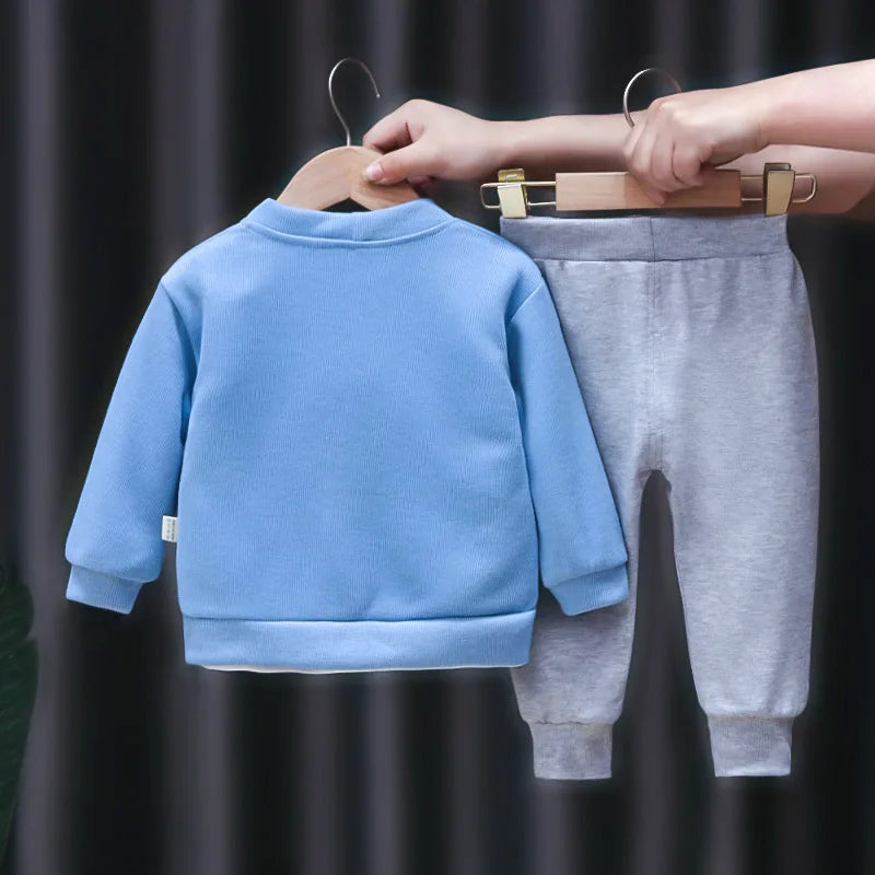 Toddler Baby Boys girl Clothes Set spring autumn corduroy Cartoon Clothing Sets Boys Hoodies Jacket And Pants Kids Suit 0-5Y