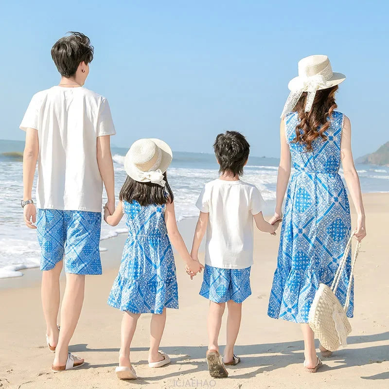 Teen Girl Clothes Family Matching Outfits Children Mother-child Costume Vestido Father and Daughter Son Clothing Kids Parent