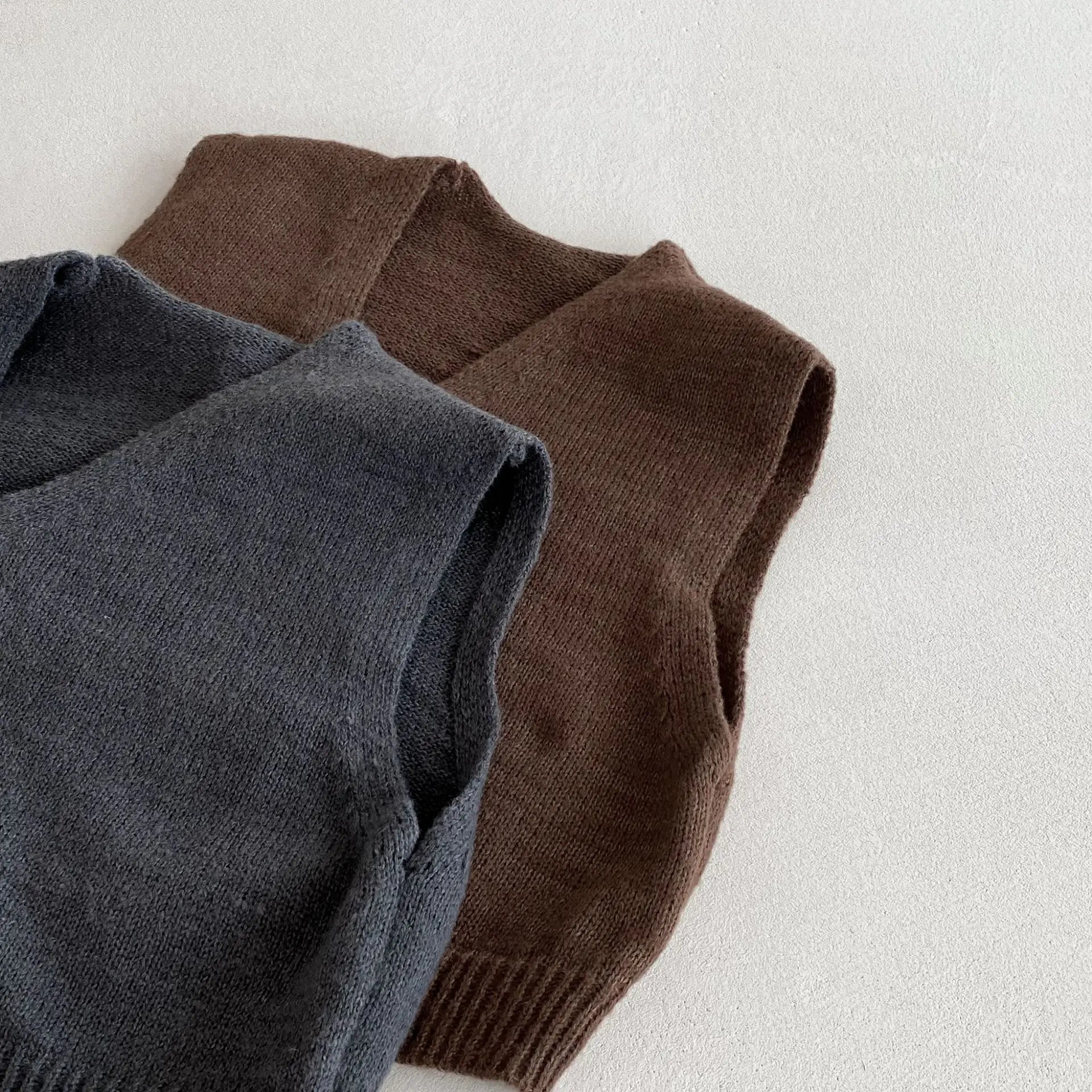 1-6Y Kids Clothing Set Knit Vest And Wide Leg Pants 2 Pcs Boys Clothing Set Brief Style Girls Sweater Suit
