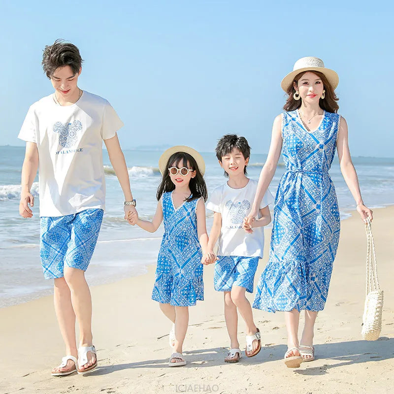 Teen Girl Clothes Family Matching Outfits Children Mother-child Costume Vestido Father and Daughter Son Clothing Kids Parent