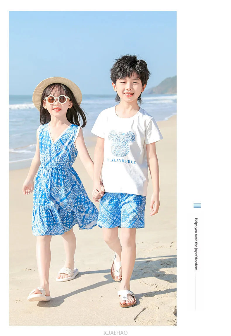 Teen Girl Clothes Family Matching Outfits Children Mother-child Costume Vestido Father and Daughter Son Clothing Kids Parent