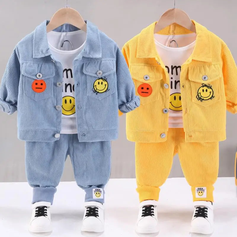Toddler Baby Boys girl Clothes Set spring autumn corduroy Cartoon Clothing Sets Boys Hoodies Jacket And Pants Kids Suit 0-5Y