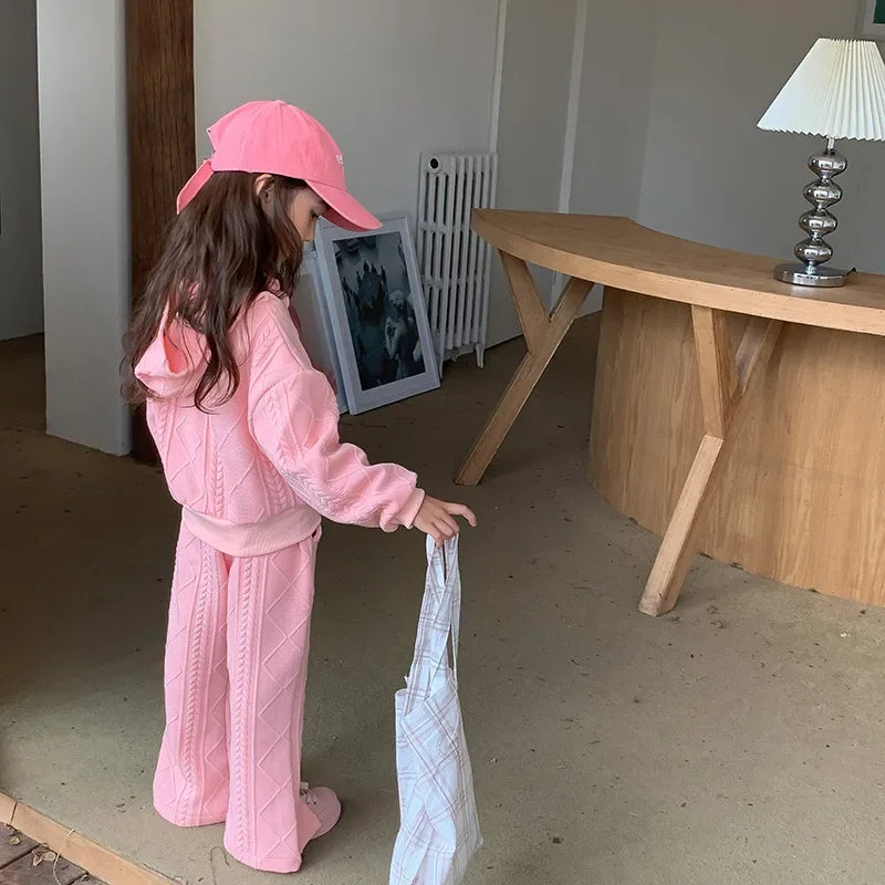 Children's Clothing Sets Long Sleeved Hooded Top + Flared Pants 2pcs Girl Clothes Kids Boutique Clothes 2 To 8 Years