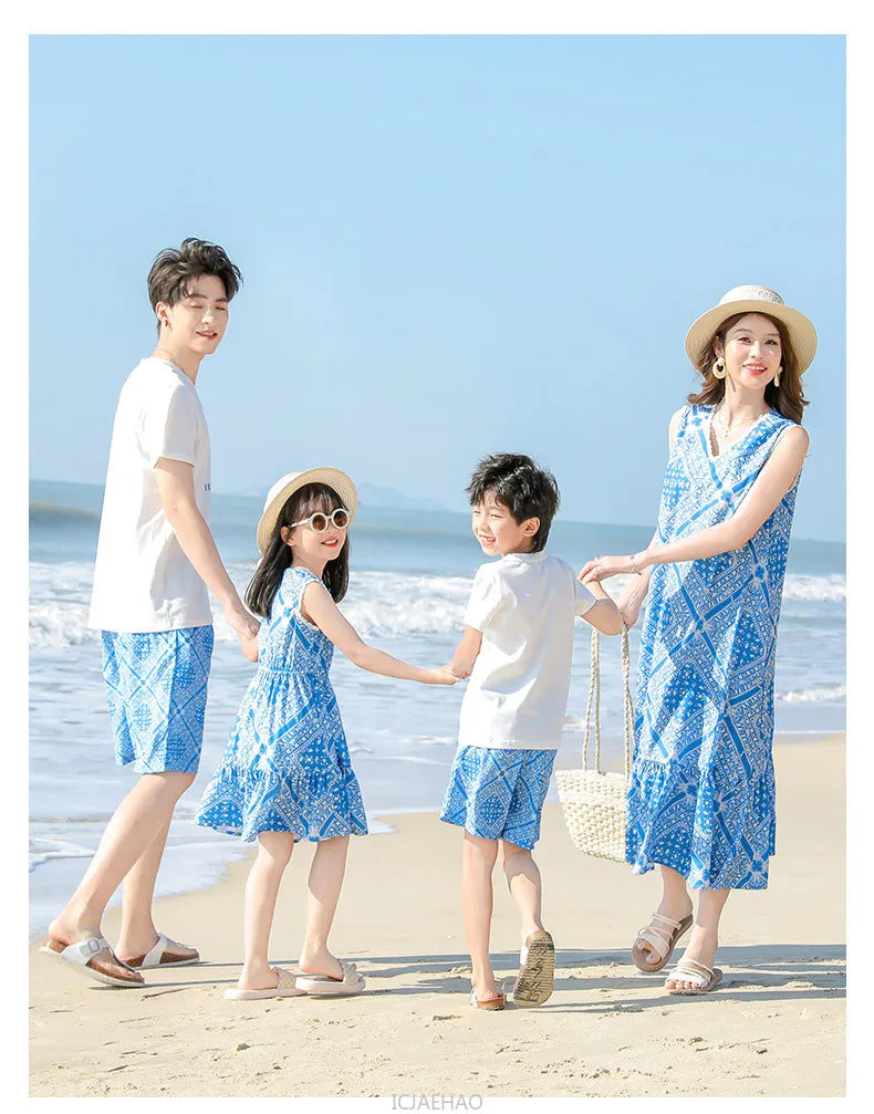 Teen Girl Clothes Family Matching Outfits Children Mother-child Costume Vestido Father and Daughter Son Clothing Kids Parent