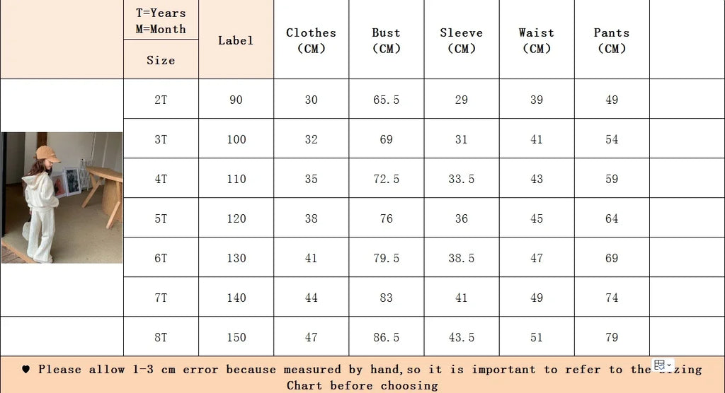 Children's Clothing Sets Long Sleeved Hooded Top + Flared Pants 2pcs Girl Clothes Kids Boutique Clothes 2 To 8 Years