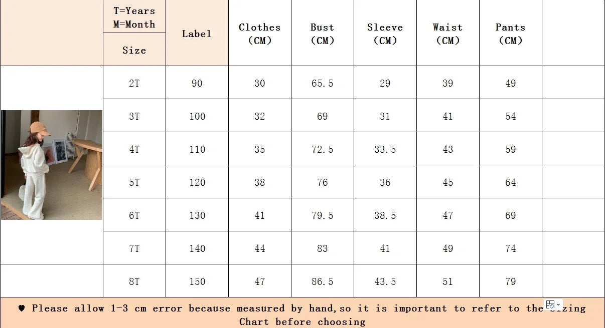 Children's Clothing Sets Long Sleeved Hooded Top + Flared Pants 2pcs Girl Clothes Kids Boutique Clothes 2 To 8 Years