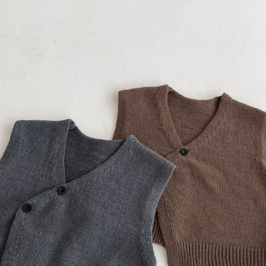 1-6Y Kids Clothing Set Knit Vest And Wide Leg Pants 2 Pcs Boys Clothing Set Brief Style Girls Sweater Suit