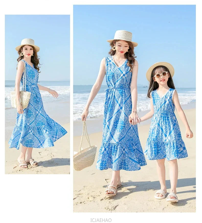 Teen Girl Clothes Family Matching Outfits Children Mother-child Costume Vestido Father and Daughter Son Clothing Kids Parent